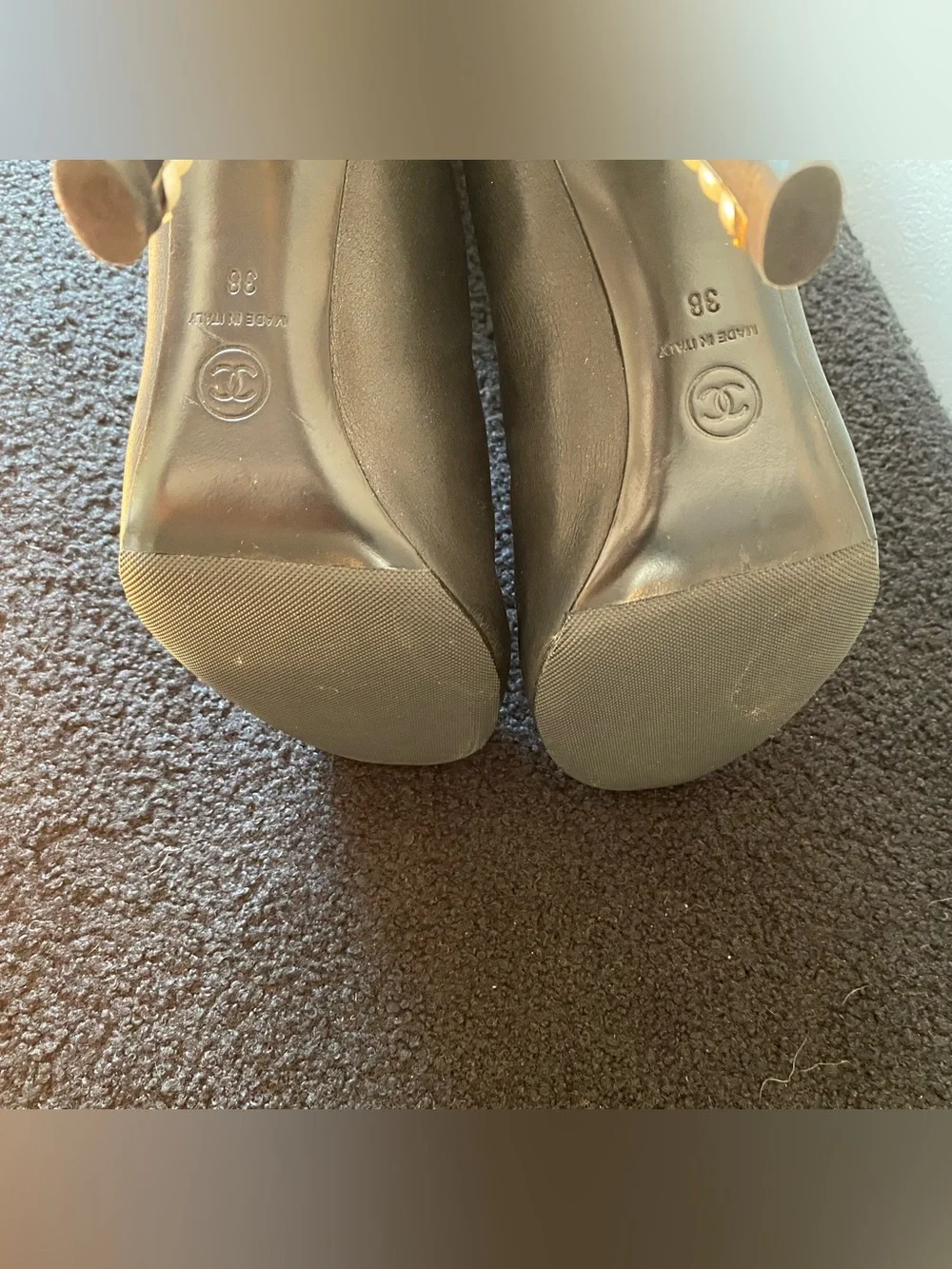 Chanel Leather Knee-High Women's Boots with Pearl Heels